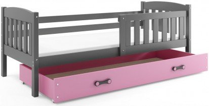 BMS Group - Dječji krevet Kubus - 80x190 cm - graphite/roza