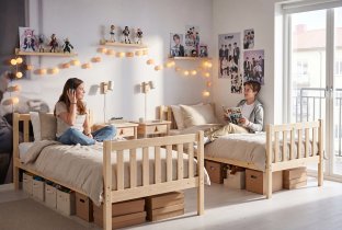 BMS Group - Krevet na kat Kubus - 80x190 cm - bor/bijela