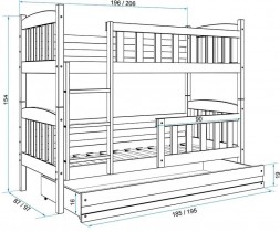 BMS Group - Krevet na kat Kubus - 80x190 cm - bijela/roza