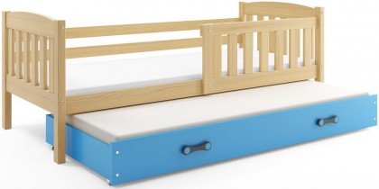 BMS Group - Dječji krevet Kubus s dodatnim ležajem - 80x190 cm - borovina/plava