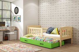 Dječji krevet Kubus s dodatnim ležajem - 80x190 cm - borovina/zelena