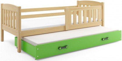 BMS Group - Dječji krevet Kubus s dodatnim ležajem - 80x190 cm - borovina/zelena
