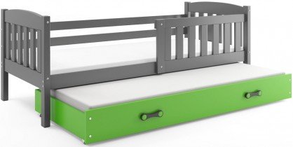 BMS Group - Dječji krevet Kubus s dodatnim ležajem - 80x190 cm - graphite/zelena