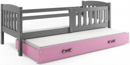 BMS Group - Dječji krevet Kubus s dodatnim ležajem - 80x190 cm - graphite/roza