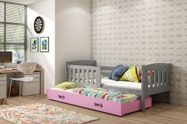 BMS Group - Dječji krevet Kubus s dodatnim ležajem - 80x190 cm - graphite/roza