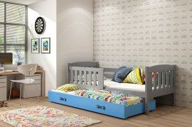 Dječji krevet Kubus s dodatnim ležajem - 90x200 cm - graphite/plava