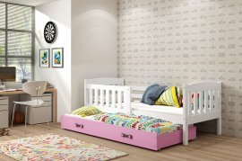 Dječji krevet Kubus s dodatnim ležajem - 80x190 cm - bijela/roza