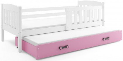 BMS Group - Dječji krevet Kubus s dodatnim ležajem - 80x190 cm - bijela/roza