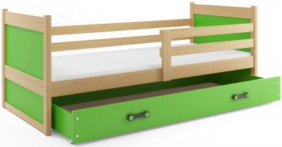 BMS Group - Dječji krevet Rico - 80x190 cm - borovina/zelena