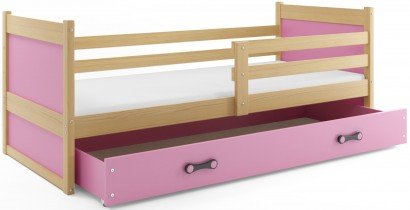 BMS Group - Dječji krevet Rico - 90x200 cm - borovina/roza