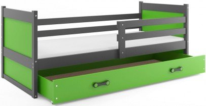 BMS Group - Dječji krevet Rico - 80x190 cm - graphite/zelena