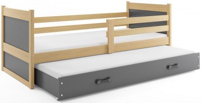 BMS Group - Dječji krevet Rico s dodatnim ležajem - 80x190 cm - borovina/graphite