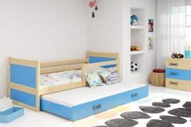BMS Group - Dječji krevet Rico s dodatnim ležajem - 80x190 cm - borovina/plava