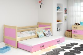 Dječji krevet Rico s dodatnim ležajem - 80x190 cm - borovina/roza