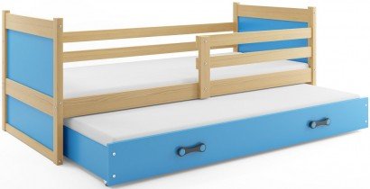 BMS Group - Dječji krevet Rico s dodatnim ležajem - 90x200 cm - borovina/plava