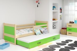 Dječji krevet Rico s dodatnim ležajem - 90x200 cm - borovina/zelena
