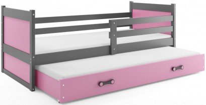BMS Group - Dječji krevet Rico s dodatnim ležajem - 80x190 cm - graphite/roza