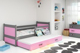 BMS Group - Dječji krevet Rico s dodatnim ležajem - 80x190 cm - graphite/roza