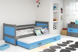 BMS Group - Dječji krevet Rico s dodatnim ležajem - 90x200 cm - graphite/plava