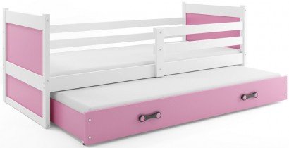 BMS Group - Dječji krevet Rico s dodatnim ležajem - 90x200 cm - bijela/roza