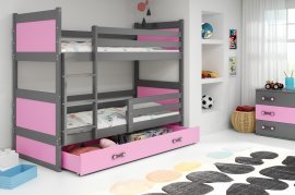 Krevet na kat Rico - 80x160 cm - graphite/roza