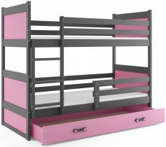 BMS Group - Krevet na kat Rico - 80x160 cm - graphite/roza
