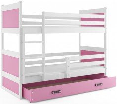 BMS Group - Krevet na kat Rico - 80x160 cm - bijela/roza