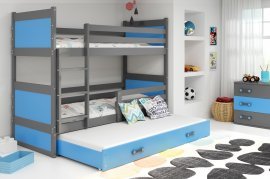Krevet na kat Rico s dodatnim ležajem - 80x160 cm - graphite/plava