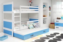 Krevet na kat Rico s dodatnim ležajem - 80x160 cm - bijela/plava