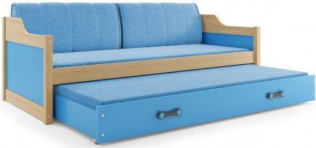BMS Group - Dječji krevet Dawid s dodatnim ležajem - 90x200 cm - borovina/plava