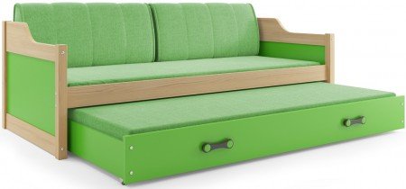 BMS Group - Dječji krevet Dawid s dodatnim ležajem - 90x200 cm - borovina/zelena