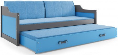 BMS Group - Dječji krevet Dawid s dodatnim ležajem - 80x190 cm - graphite/plava