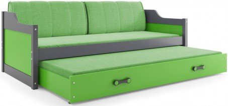 BMS Group - Dječji krevet Dawid s dodatnim ležajem - 80x190 cm - graphite/zelena