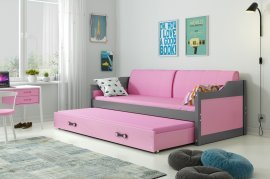 BMS Group - Dječji krevet Dawid s dodatnim ležajem - 80x190 cm - graphite/roza