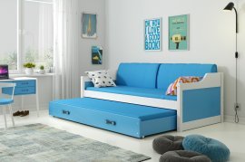 Dječji krevet Dawid s dodatnim ležajem - 80x190 cm - bijela/plava