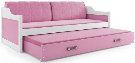 BMS Group - Dječji krevet Dawid s dodatnim ležajem - 90x200 cm - bijela/roza