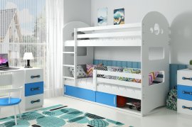 Krevet na kat Dominik - 80x190 cm - bijela/plava