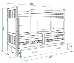 BMS Group - Krevet na kat Carino s ladicom - 80x160 cm - bijela/roza