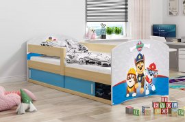 Dječji krevet Luki-1 - 80x160 cm - borovina/Psići u ophodnji
