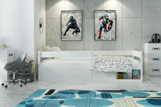 Dječji krevet Hugo - 80x160 cm - bijela/bijela