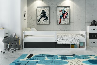 BMS Group - Dječji krevet Hugo - 80x160 cm - bijela/crna