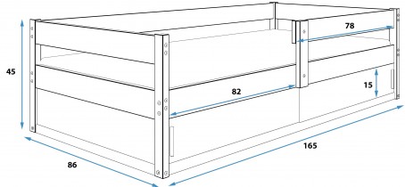 BMS Group - Dječji krevet Hugo - 80x160 cm - bor/bijela