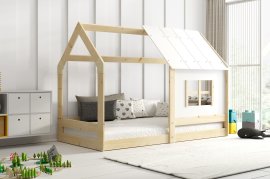 Dječji krevet Domek s krovom - 80x160 cm - bor/bijela
