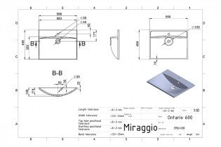 Miraggio - Nadgradni umivaonik Ontario 600