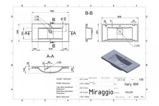 Miraggio - Nadgradni umivaonik Gary 800