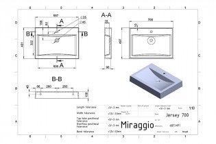 Miraggio - Nadgradni umivaonik Jersey 700