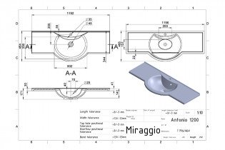Miraggio - Nadgradni umivaonik Antonio 1200