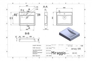Miraggio - Nadgradni umivaonik Jersey 600