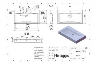 Miraggio - Nadgradni umivaonik Jersey 900