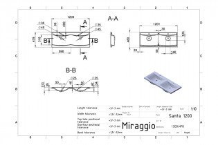 Miraggio - Nadgradni umivaonik Santa 1200 dvojni